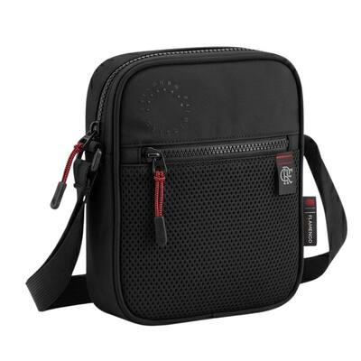 Bolsa Oficial do Flamengo Transversal Quadrada Clio FLA24612 Cor:Preto