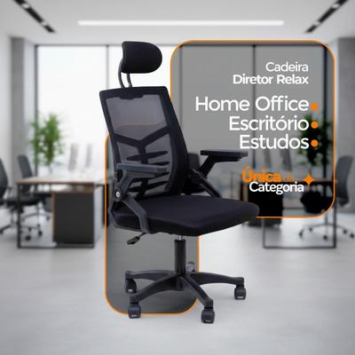 Cadeira de Escritório Executiva Diretor Relax com Apoio de Cabeça e de Lombar