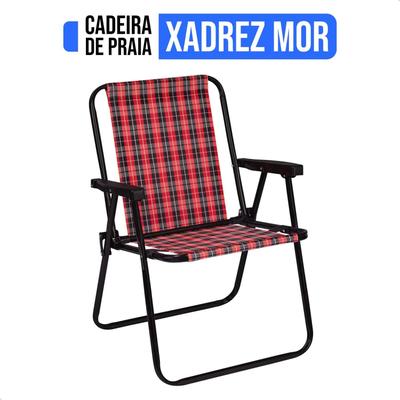 Cadeira de Praia Varanda Xadrez Aço 110kg Mor Cor Vermelho