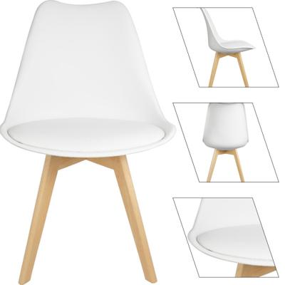 Cadeira Eames Eiffel Leda Luxo Assento Couro PU Pés Madeira Casa Escritório