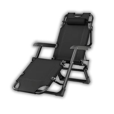 Cadeira Espreguiçadeira com Travesseiro Reclinavel Preto