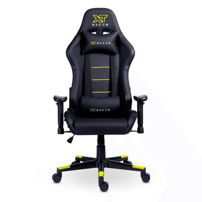 Cadeira Gamer XT Racer Attack, Até 120Kg, Reclinável, Com Almofadas, Cilindro de Gás Classe 4, Couro PU, Preta e Amarela - XTR-052