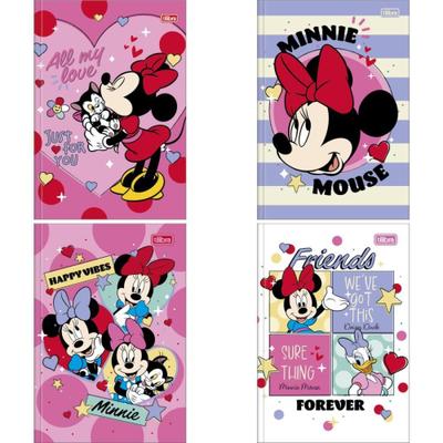Caderno Brochura 1/4 Capa Dura Minnie TOP 48 Folhas  Pacote com 5 Unidades