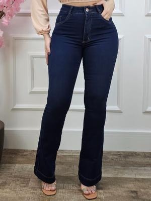Calça Jeans Feminina Flare Cintura Alta Cós alto Elastano Lycra Empina Bumbum