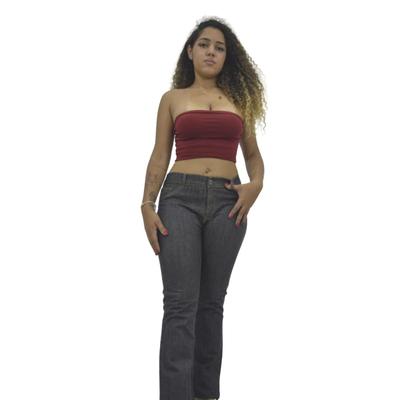 Calça Jeans Feminina Reta Cintura Média Azul Escuro