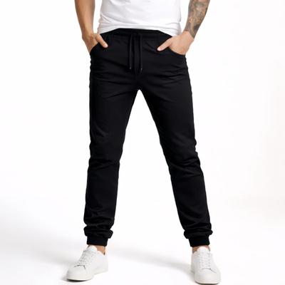 Calça Jeans Jogger Masculina Slim Sarja Com Punho Elástico Casual Trabalho Moda Slim Fit Básica Lisa Cintira Alta Confortável -