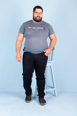 Calça Jeans Masculina Plus Size Preta Com Lycra Elastano