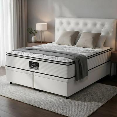 Cama Com Baú King E Cabeceira + Colchão Doss Sankonfort Colchão Branco-cama E Cabeceira Escolher Cor No Chat