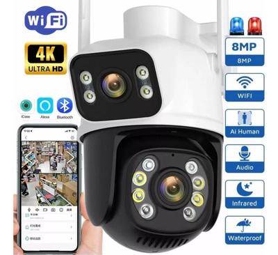 Câmera Wi-fi Ptz Lente E Tela Dupla 360 5g Prova D' Agua 6mp