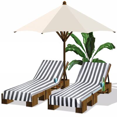 Capa de espreguiçadeira de piscina Fumete, 2 pacotes de microfibra 30x85cm, cinza