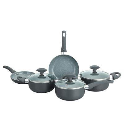 Conjunto 5 Panelas Cerâmica Cazza Tampa de Vidro Cinza