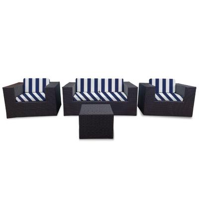 Conjunto Bora Bora Escuro - 1 Sofá 2 Lugares + 2 Poltronas + 1 Mesa de Centro - Patmos