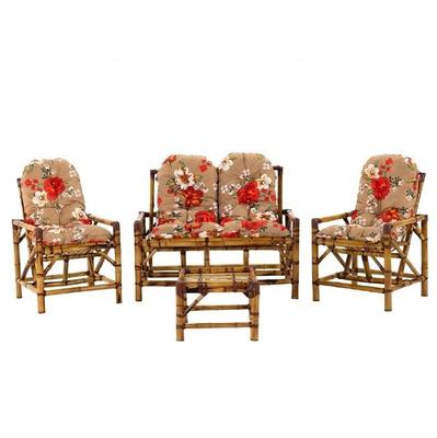 Conjunto Cadeiras de Bambu + Mesa Para Sala e Área Externa T2