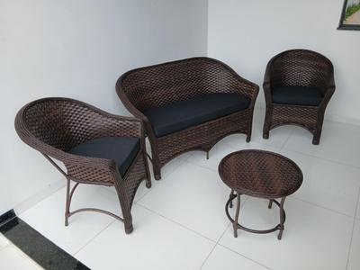 Conjunto Cadeiras Jardim Área Externa Interna Varanda Sacadas em Fibra Sintética cor Argila