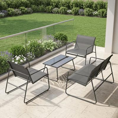 Conjunto De Cadeiras De Varanda E Jardim Bel Weekend 4 Peças Cinza Liso