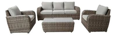 Conjunto De Jardim Aluminio Rattan 4 Pecas Sofa E Mesa