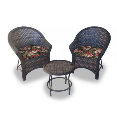 Conjunto de Poltronas Fibra Sintética Bali Promo - 2 Poltronas + 1 Mesa Centro - Tecido Maui Preto