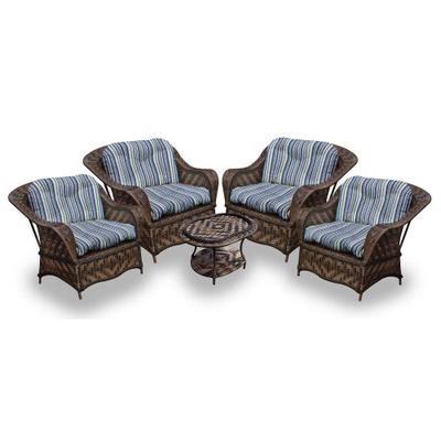 Conjunto de Poltronas Fibra Sintética Naja - 4 Poltronas + 1 Mesa Centro - Tecido Alanta