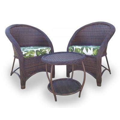 Conjunto de Poltronas Fibra Sintética Seul - 2 Poltronas + 1 Mesa Centro - Tecido Zimbros Verde