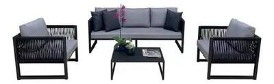 Conjunto De Sofá + 2 Poltronas Corda Náutica + Mesinha