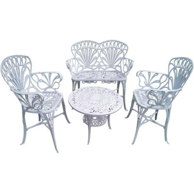 Conjunto Primavera com Mesa e 2 Cadeiras de Alumínio e Namoradeira para Jardim