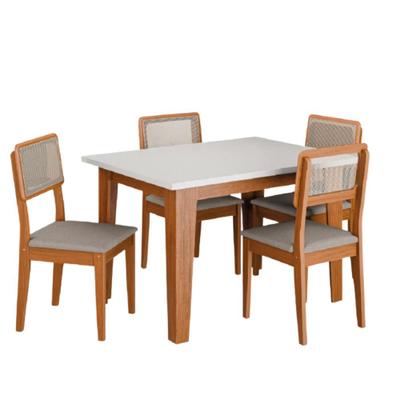 Conjunto Sala de Jantar Mesa Miami 1,20m 4 Cadeiras Santiago Dobuê