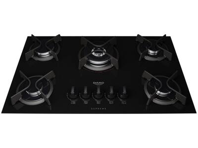 Cooktop Fogão 5 Bocas Gás Dako Supreme com Vidro Temperado Preto