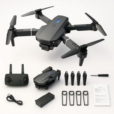 Drone E88 Pro Dual Cam HD 1080p WiFi FPV Dobrável Altitude Hold Modo Sem Cabeça Retorno Automático Voo por Trajetória 3 Velocidades Giroscópio 6 Eixos