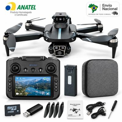 Drone Profissional S182 Com Motor Brushless com Câmera 4K Optical Flow Desvio de Obstáculos Controle com Tela LCD e Retorno Automático