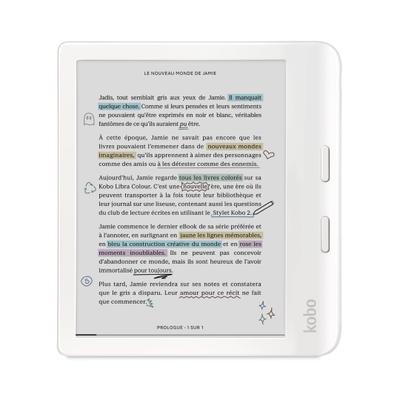 eReader Kobo Libra Colour 7 polegadas, sem brilho, impermeável, branco