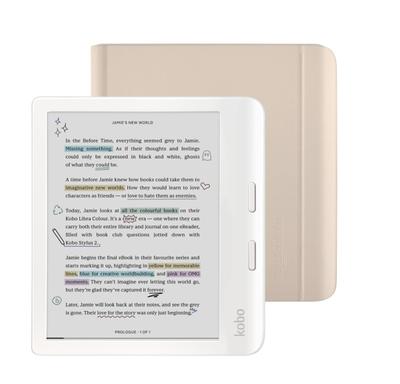 eReader Kobo Libra, cor branca, impermeável, com estojo