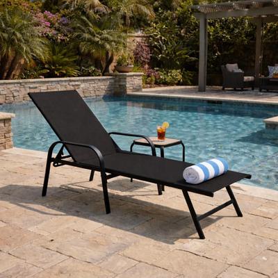 Espreguiçadeira Premium para Piscina Preta em tela Sling RM Decor