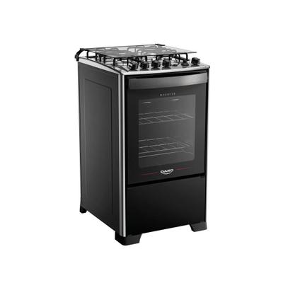 Fogão 4 Bocas Dako Magister Grill Preto Mesa Inox Bivolt