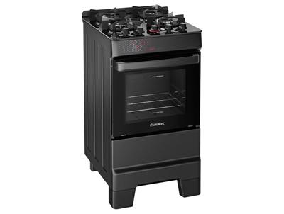 Fogão 4 Bocas Esmaltec Preto Mesa de Vidro Esmaltec Ideal Top Glass