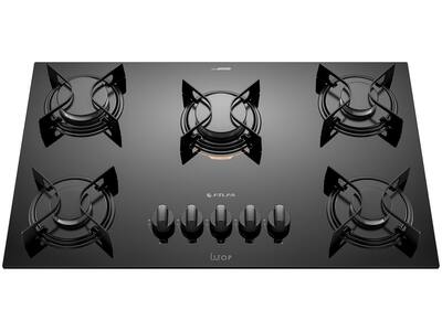 Fogão Cooktop 5 Bocas a Gás Atlas U Top com Mesa de Vidro Bivolt Preto