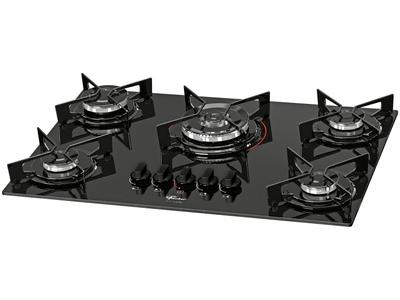 Fogão Cooktop a Gás Fischer 36340-102674 5 Bocas TC Fit Line Mesa de Vidro Superautomático Bivolt