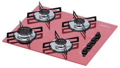 Fogão Cooktop Chamalux 4 Bocas Ultra Chama Rosa 127v/220v Trempe de Chapa
