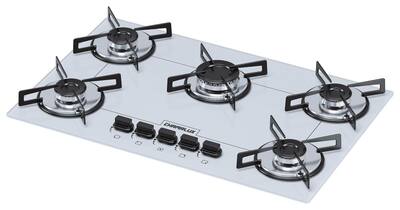 Fogão Cooktop Chamalux 5 Bocas Ultra Chama Branco 110v/220v Trempe de Chapa