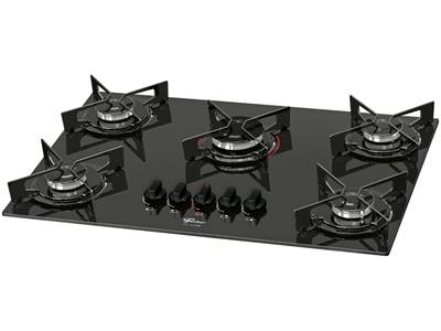 Fogão Cooktop Fischer 5Q Fit Line Gás Mesa Vidro