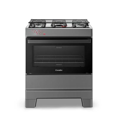 Fogão de Piso 5 Bocas Mesa Inox Tampa De Vidro IDEAL TOP 84 Litros Bivolt Esmaltec