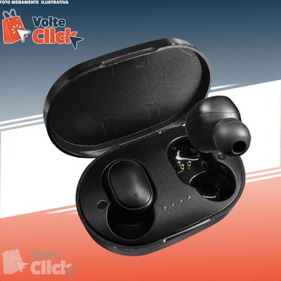 Fone de Ouvido Sem Fio Bluetooth 5.0 Preto Intra Auricular Microfone Integrado Controle de Toque Anti Ruído Portátil