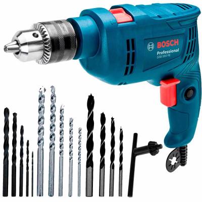Furadeira de Impacto 1/2 POL 550W GSB550 RE com Reversão e Kit 14 Brocas BOSCH 110v