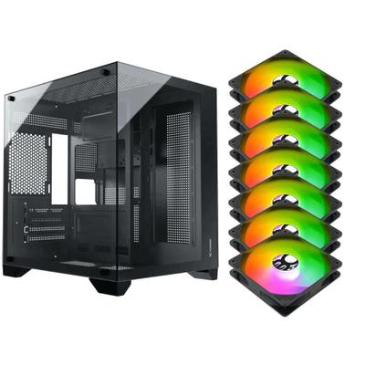 Gabinete Gamer Aquario Clarity Preto vidro + 7 Fans LED RGB