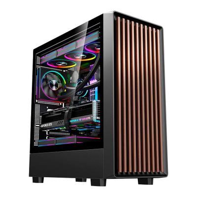 Gabinete Gamer Liketec Oak Wood, E-ATX, Painel Frontal com Detalhes em Madeira, Preto - LC-KB-WOD-2025-1003