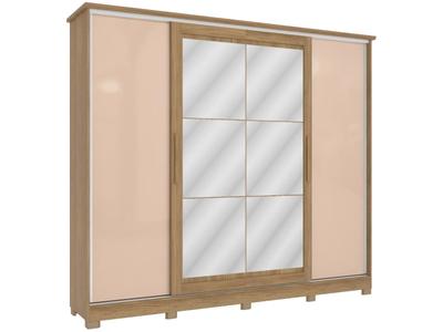 Guarda Roupa Casal 265cm 4 portas 4 gavetas com espelho e pés CB01N565 Kappesberg