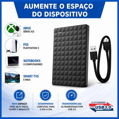 HD Externo 2TB USB 3.0 SSD Portátil PC e Notebook Armazenamento Rápido