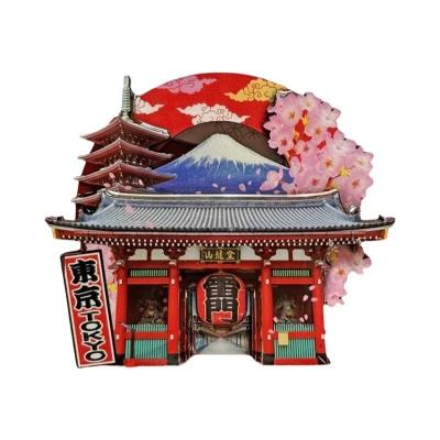 Imã De Geladeira De Souvenir De Viagem Japonês, Adesivos De Resina De Madeira De Bétula, Atrações