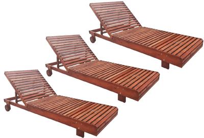 Jogo 3 Espreguiçadeira Allegra Madeira Maciça Piscina Lazer Nogueira Proteção Uv