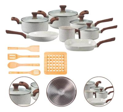 Jogo De Panelas Antiaderente Indução Style Cook 12 Peças Marmól Mimo