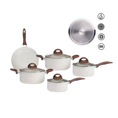 Jogo de Panelas Brinox Antiaderente Ceramic Life 5 Peças Granada com Indução Vanilla